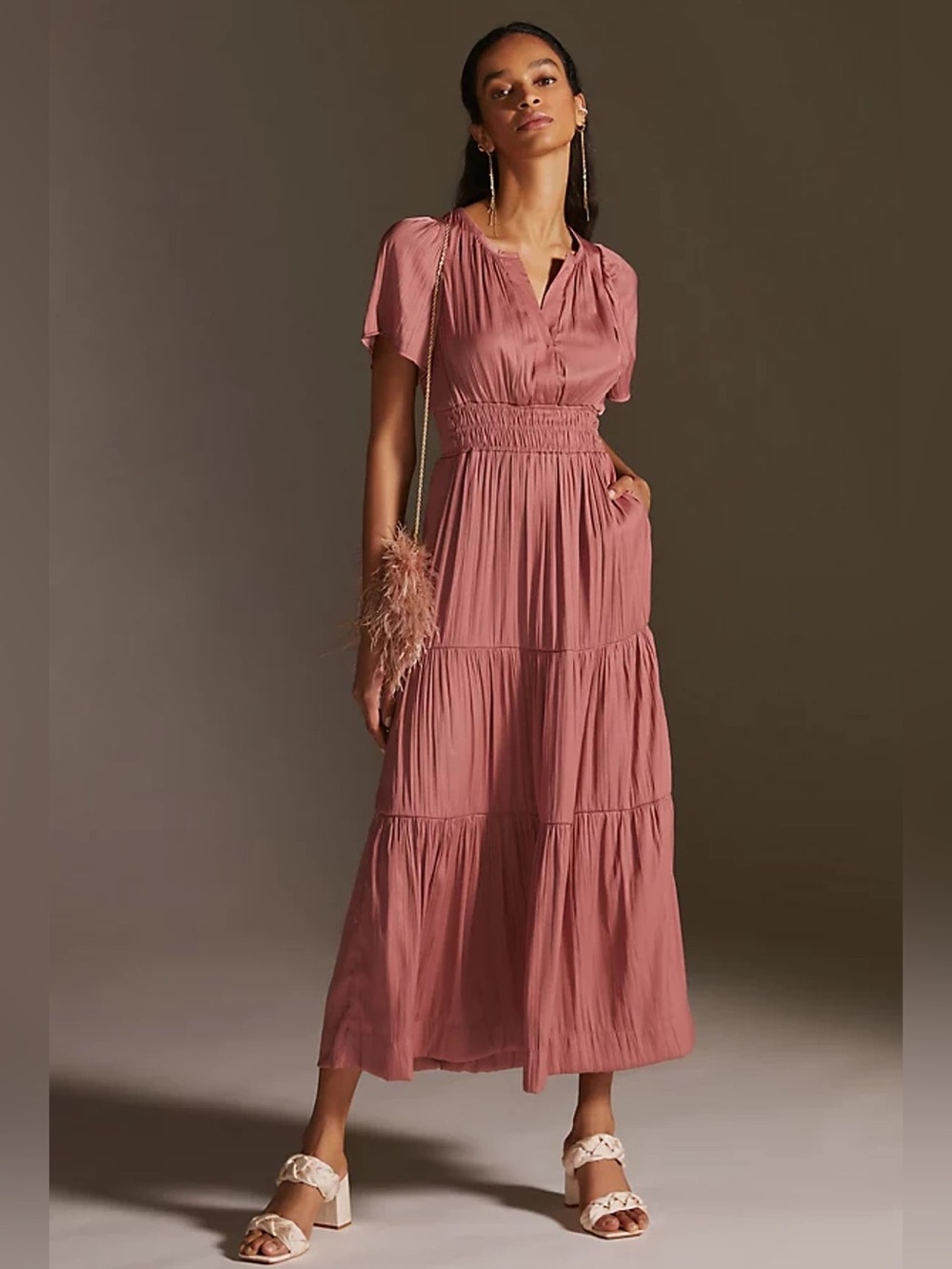 Anthropologie The Somerset Maxi Dress Rose Sz SP